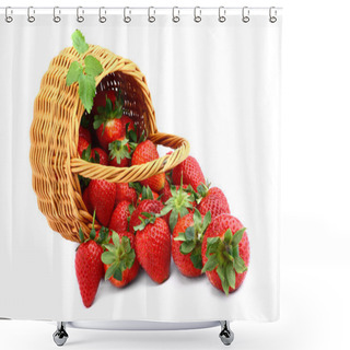 Personality  Delicious Strawberries In Basket Isolated On White Shower Curtains