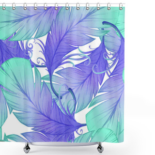 Personality  Seamless Pattern With Bird Feathers Shower Curtains