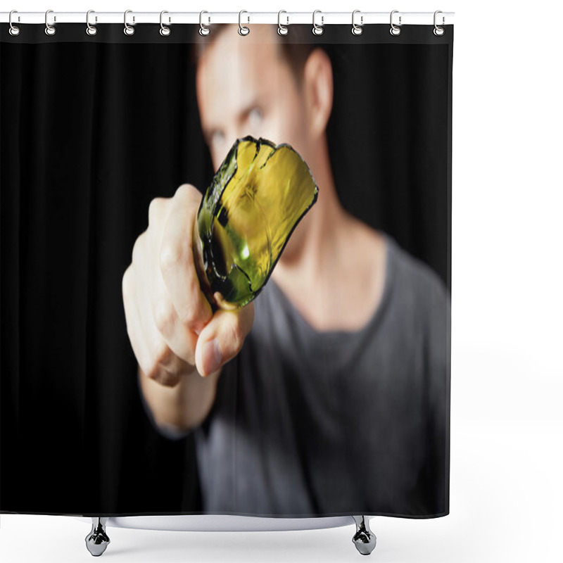 Personality  Man With Broken Beer Bottle Shower Curtains