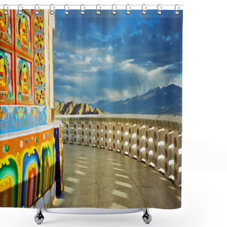 Personality  Oil Painting Stylized Photo Of Paintings On The Wall Of Shanti S Shower Curtains