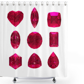 Personality  Group Of Ruby Shape With Clipping Path Shower Curtains