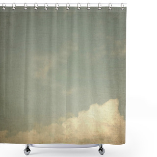 Personality  Old Grunge Background Canvas Paper Texture With Pale Sky And White Clouds Vintage Painting Shower Curtains