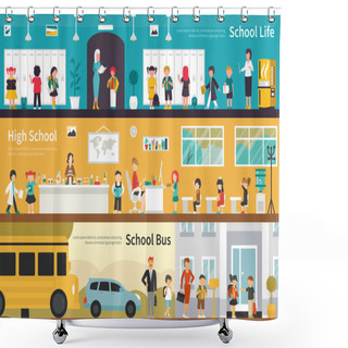 Personality  School Life High Bus Shower Curtains