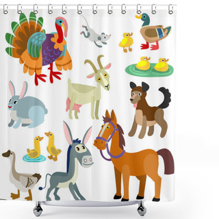 Personality  Cartoon Domestic Animals Set Shower Curtains