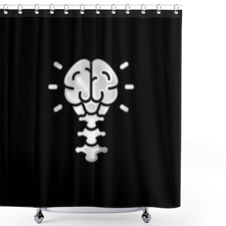 Personality  Brain Silver Plated Metallic Icon Shower Curtains