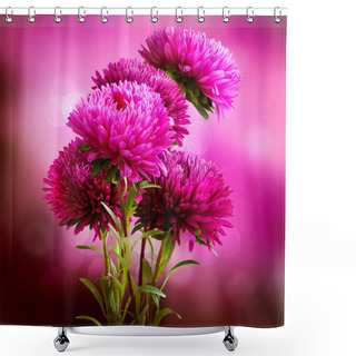 Personality  Aster Flowers Bouquet Art Design Shower Curtains