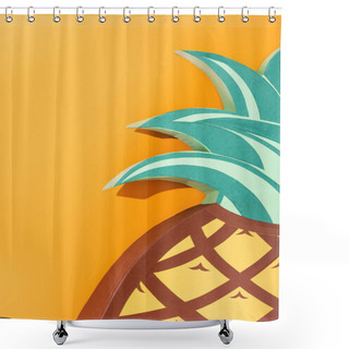 Personality  Paper Artwork Of Pineapple On Orange, Summer Concept  Shower Curtains