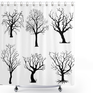Personality  Vector Set Of Silhouettes Of Trees Shower Curtains