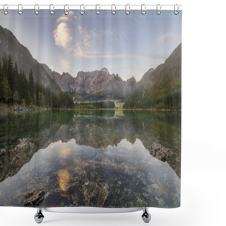 Personality  Dawn Over The Alpine Lake Laghi Di Fusine In The Julian Alps In  Shower Curtains