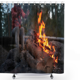 Personality  Heat By Fire Camp In Forest Shower Curtains