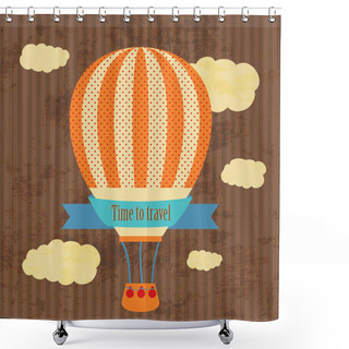 Personality  Time To Travel Vintage Greeting Card Shower Curtains