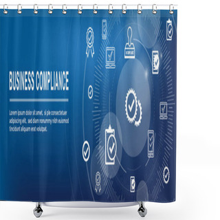 Personality  In Compliance Web Banner W Icon Set  - Shows A Company Passed Inspection Shower Curtains