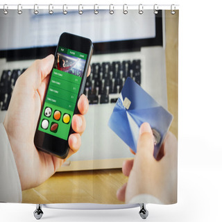 Personality  Businessman Using Smartphone Shower Curtains