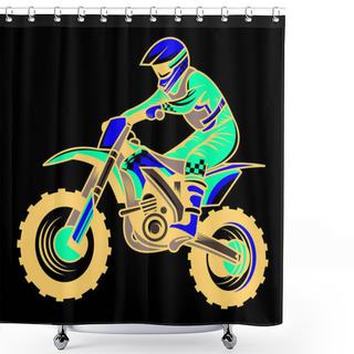 Personality  Motorcycle Motocross Vector Illustration Shower Curtains