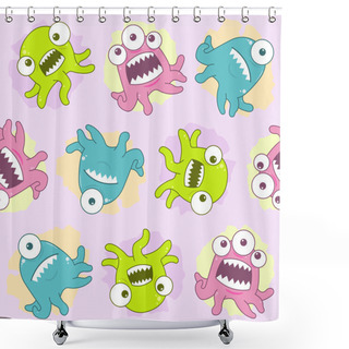 Personality  Happy Tentacle Creatures Seamless Tile Shower Curtains