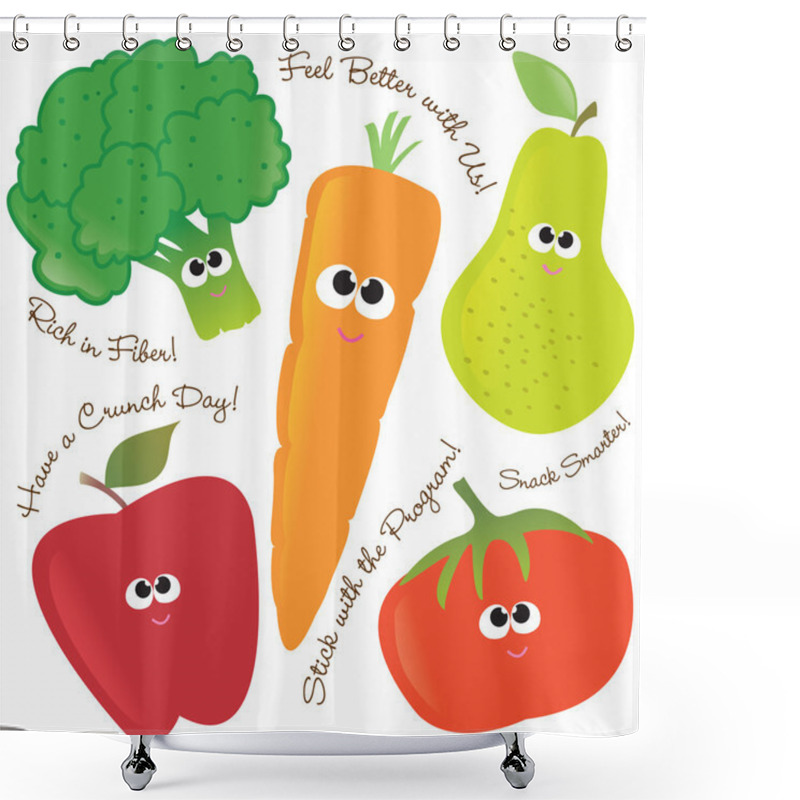 Personality  Mixed Fruits And Vegetables 2 Shower Curtains