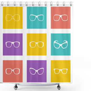 Personality  Glasses And Sunglasses Shower Curtains