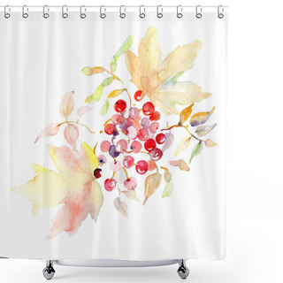 Personality  Bouquet With Rowanberry Floral Botanical Leaves. Wild Spring Leaf Isolated. Watercolor Background Set. Watercolour Drawing Fashion Aquarelle. Isolated Bouquet Illustration Element. Shower Curtains