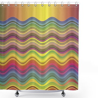 Personality  Waves In Full Color Range Shower Curtains
