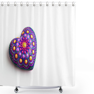 Personality  Beautiful Mandala Hand Painted On Plaster Heart, Isolated Shower Curtains