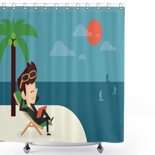 Personality  Businessman On Vacation Shower Curtains