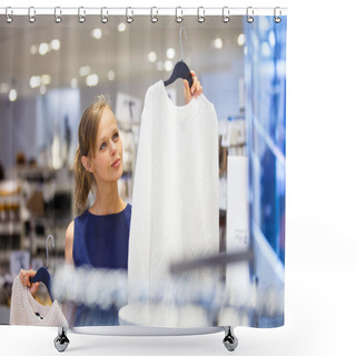 Personality  Female Shopper In A Clothing Store Shower Curtains