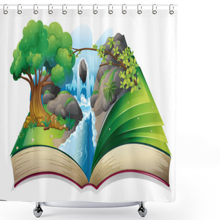 Personality  A Book With An Image Of A Forest Shower Curtains