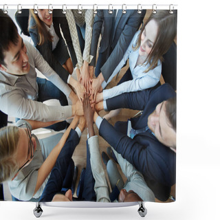 Personality  Business People Holding Hands In Circle Shower Curtains