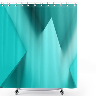 Personality  Creative Geometric. Abstract, Science, Futuristic, Energy Technology Concept. Blue Room. Blue Angle Arrow Overlap Background. 3d Illustration. Shower Curtains