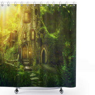 Personality  Fantasy Tree House Shower Curtains