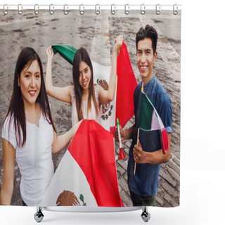 Personality  Mexican Guys Cheering Viva Mexico On Independence Day In Mexico City Shower Curtains