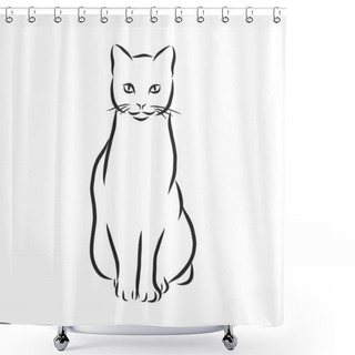 Personality  Cats, Black Lines. Linear Design. Cats, Vector Illustration.cat Shower Curtains