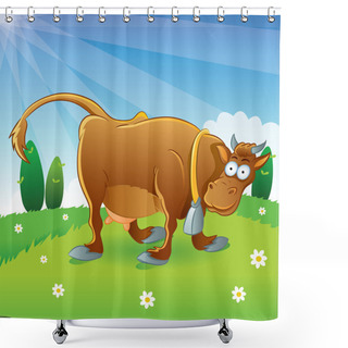 Personality  Cow Illustration Cartoon Shower Curtains