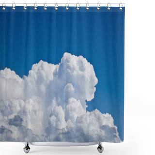 Personality  White Fluffy Clouds Over Blue Sky Landscape Shower Curtains