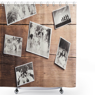 Personality  Family Photos On Wood Shower Curtains
