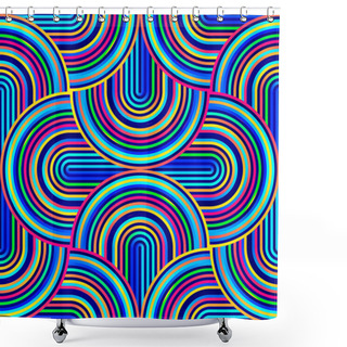 Personality  Crazy Curves - Tangled Geometric Pattern With Bright Neon Colors. Shower Curtains