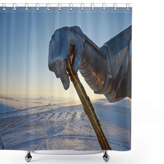 Personality  Legendary Golden Whip Of Genghis Khan.  Statue Complex, Mongolia Shower Curtains