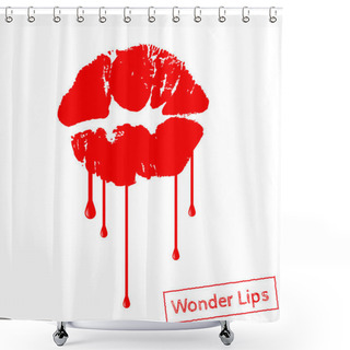 Personality  Red Lipstick Marks With Filmy Design Shower Curtains