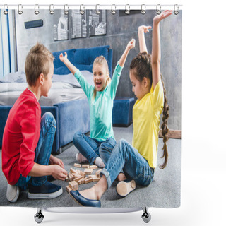 Personality  Children Playing With Wooden Blocks Shower Curtains