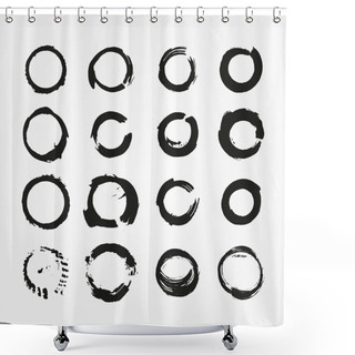 Personality  Set Of  Round Grunge Frames. Shower Curtains