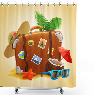 Personality  Vector Travel Suitcase Shower Curtains