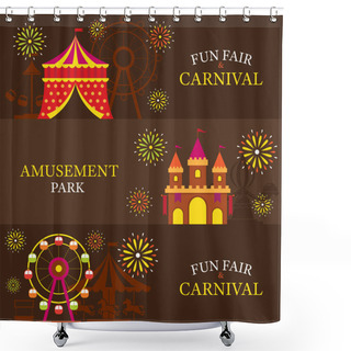 Personality  Amusement Park, Carnival, Fun Fair, Banner Shower Curtains