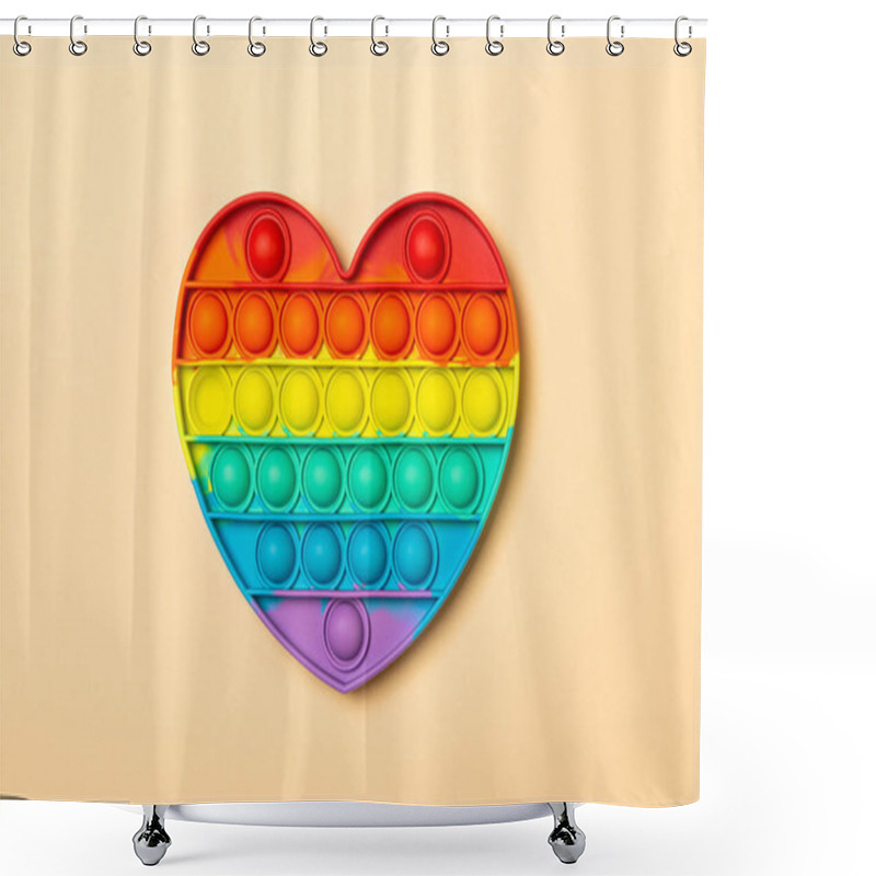 Personality  POP IT Fidget Toy Antistress Heart-shaped In Rainbow Colors Shower Curtains