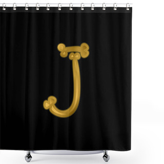 Personality  Bones Halloween Typography Letter J Gold Plated Metalic Icon Or Logo Vector Shower Curtains