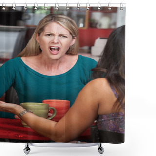 Personality  Outraged Lady In Cafe Shower Curtains