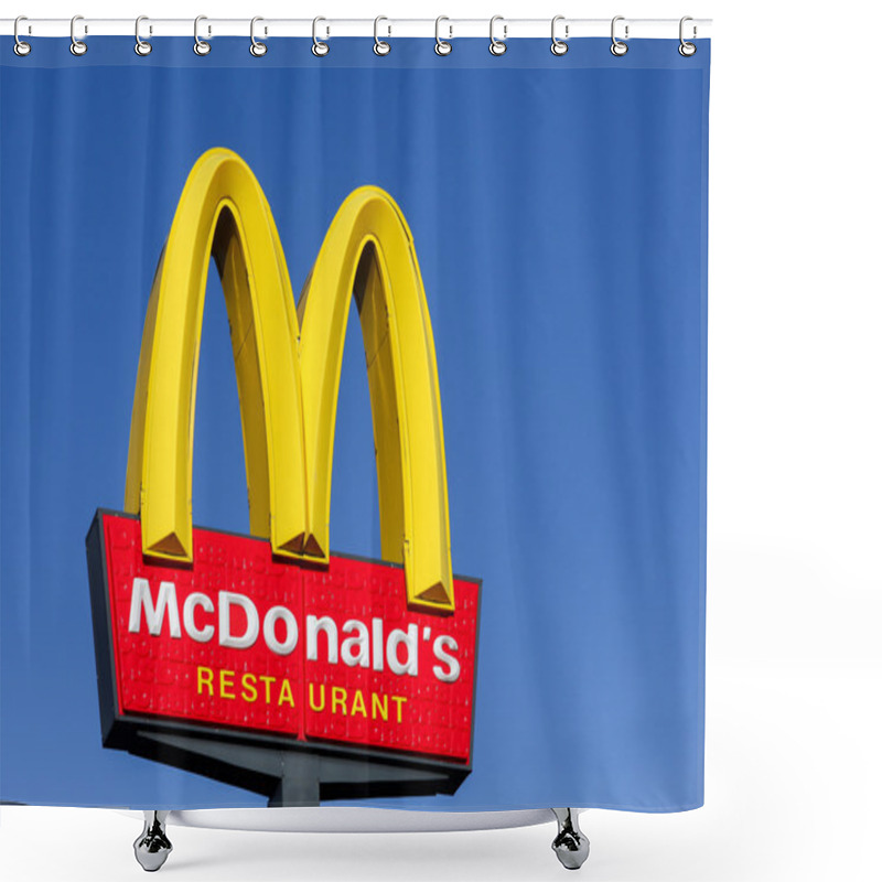 Personality  McDonald's Logo On A Pole Shower Curtains