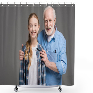 Personality  Grandfather And Granddaughter Hugging Shower Curtains
