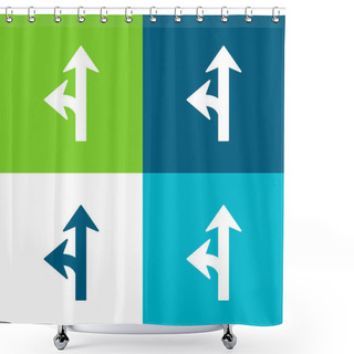 Personality  Arrow Junction One To The Left Flat Four Color Minimal Icon Set Shower Curtains