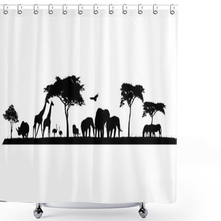 Personality  Beauty Silhouette Of Safari Animal Wildlife Shower Curtains