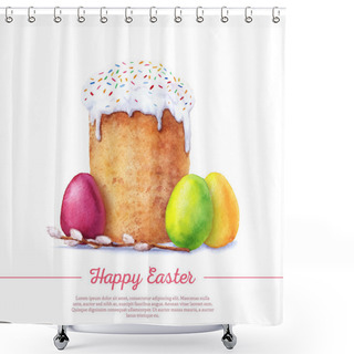 Personality  Watercolor Easter Cake Shower Curtains